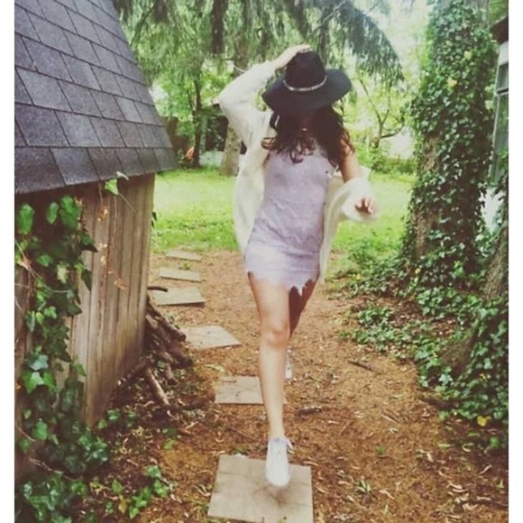 Free People Lace Halter Dress Womens XS Grey Boho Mini Fairy Festival Feminine - Picture 6 of 12